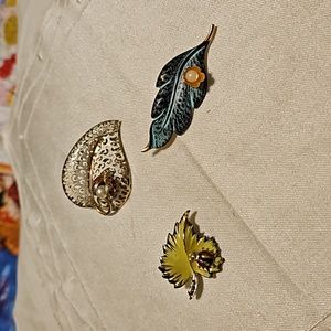 Set of Three Leaf Brooches